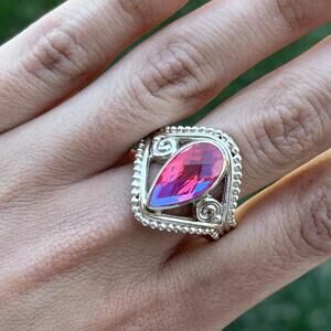 Sajen Pink Mystic Topaz Ring in 925 Sterlng Silver